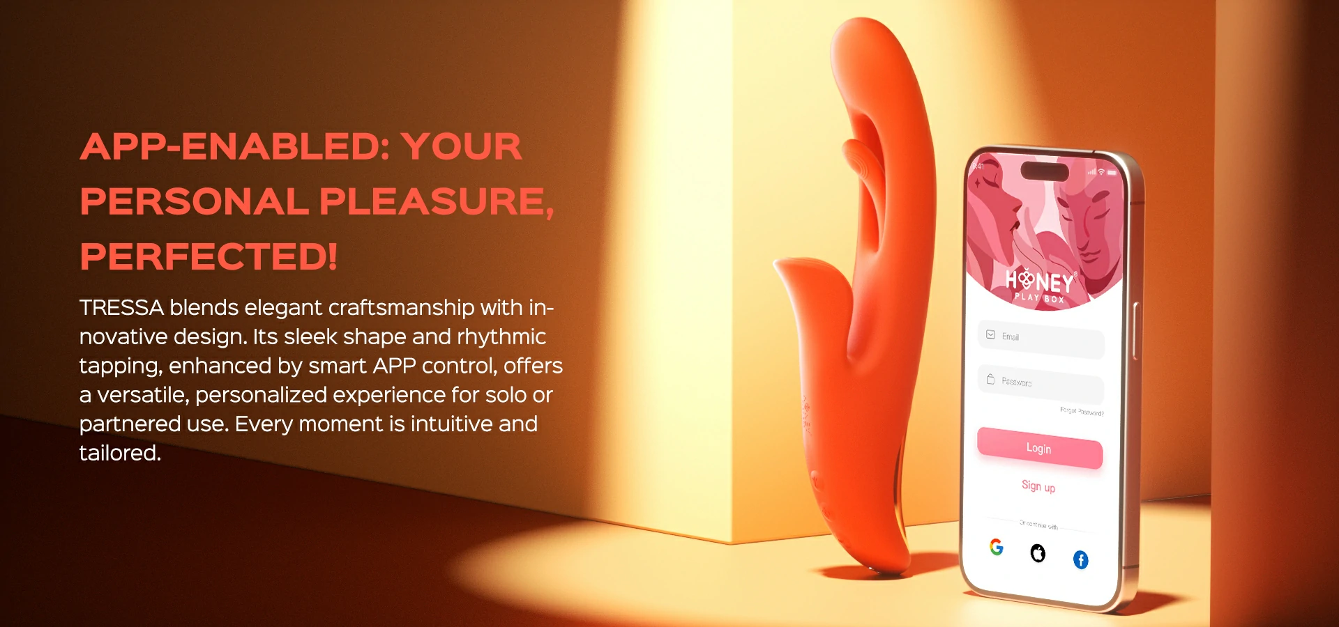 TRESSA blends elegant craftsmanship with innovative design. Its sleek shape and rhythmic tapping, enhanced by smart APP control, offers a versatile, personalized experience for solo or partnered use. Every moment is intuitive and tailored.